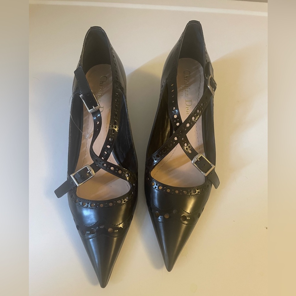 Dior Black Leather Teddy Oxford Pumps 36.5 M